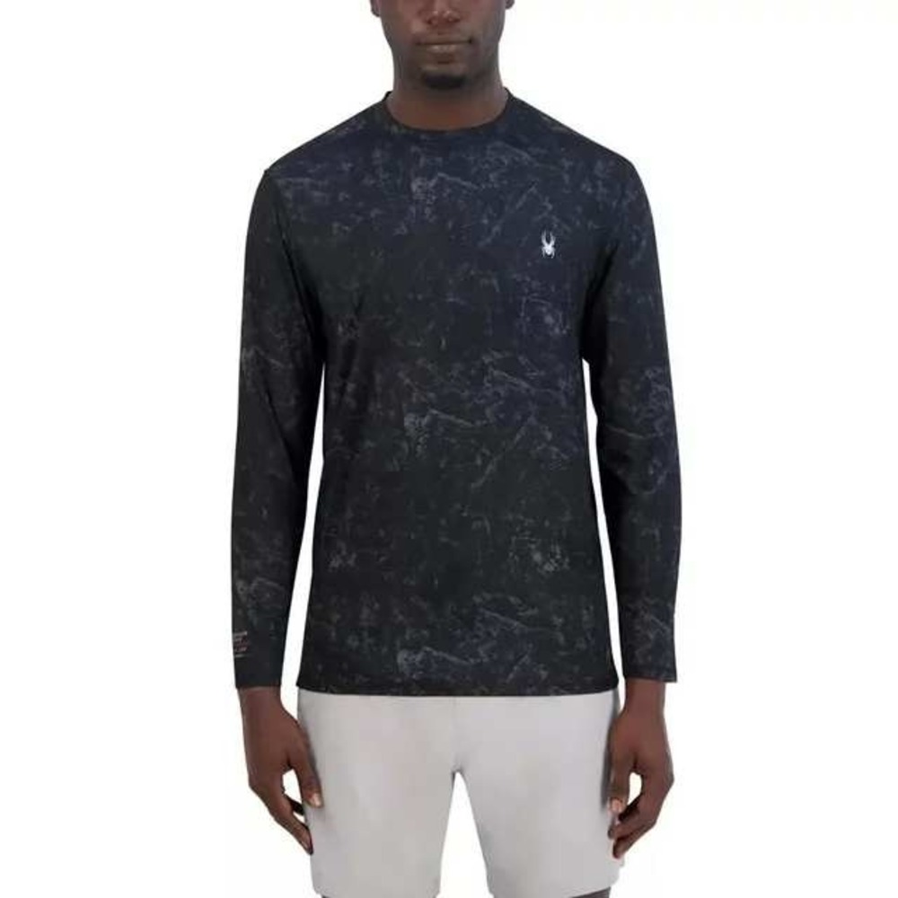 Spyder Swim Mens Rash Guard Long Sleeve Shirt UPF50 Small Black New with Tags!